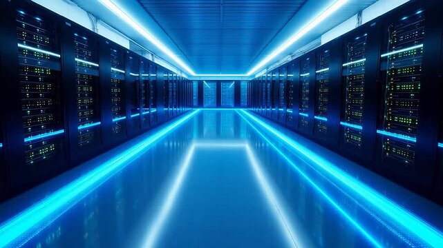 server room with blue lighting