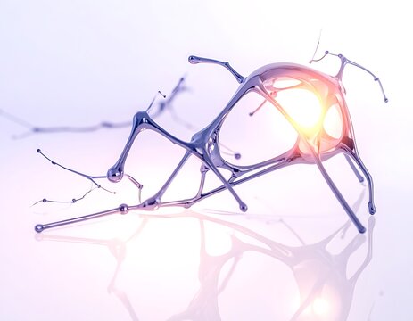 A neuron with glowing orange core and branching extensions