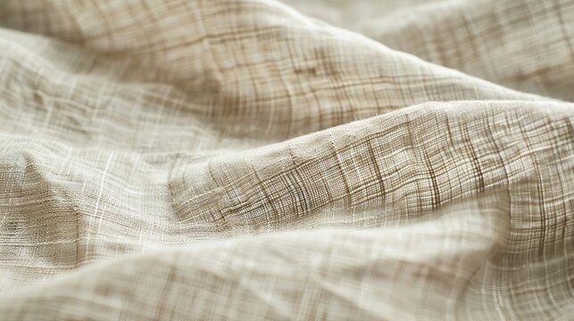 Undyed linen fabric crosshatch weave close up