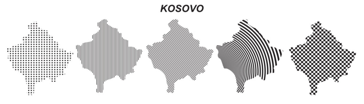Kosovo map infographic simple design element, black abstract geometric pattern icon style Kosovo country landscape outline shape vector illustration