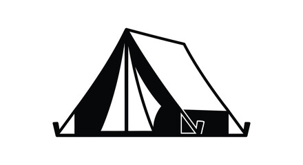 black silhouette of a camping tent with a simple doorway isolated on a white background silhouette © GDTasin