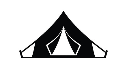 black tent silhouette against a white background simple camping shelter illustration silhouette © GDTasin