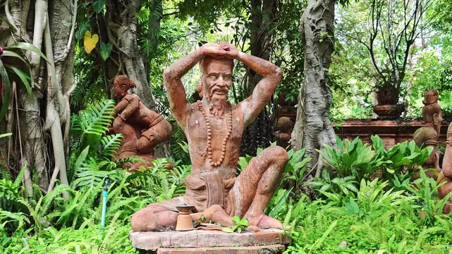 Garden decorative statues at a tourist attraction.