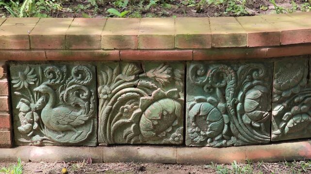Garden decorative statues at a tourist attraction.