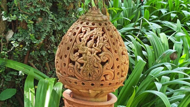 Garden decorative statues at a tourist attraction.