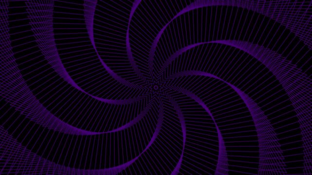 Abstract 4K Motion Background with Rotating Purple Geometric Spiral Vortex and Transparency
