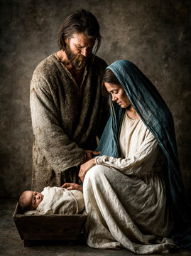 Holy Family with Newborn Jesus &ndash; Generative AI &ndash; no real persons