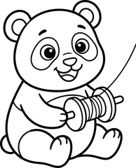 Obraz premium Smiling panda bear lifting dumbbell