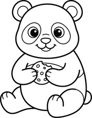 Fototapeta premium Cute panda bear holding cookie