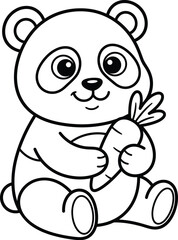 Obraz premium Cute panda bear holding carrot