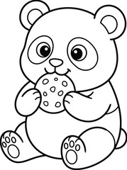 Obraz premium Cute panda eating panda bear cookie