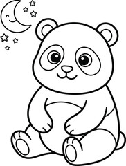 Fototapeta premium Cute panda bear with moon and stars