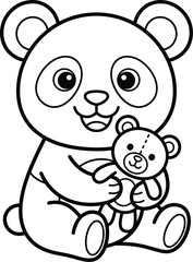 Obraz premium Smiling panda bear holding little teddy bear