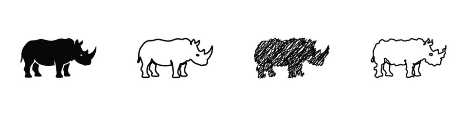 Explore a series of artistic rhino sketches showcasing different styles and hues for creative projects © 7Author