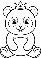 Obraz premium Cute panda bear with crown