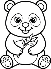 Obraz premium Cute panda bear holding a leaf