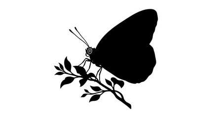 Butterfly And Branch Silhouette On White Background © FARISTA