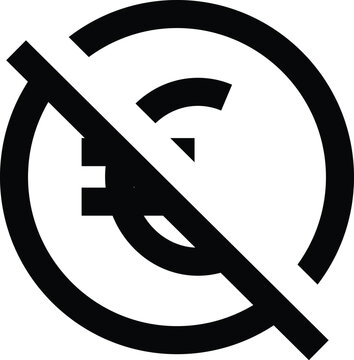 No money disabled euro slash icon in minimalist line art style
