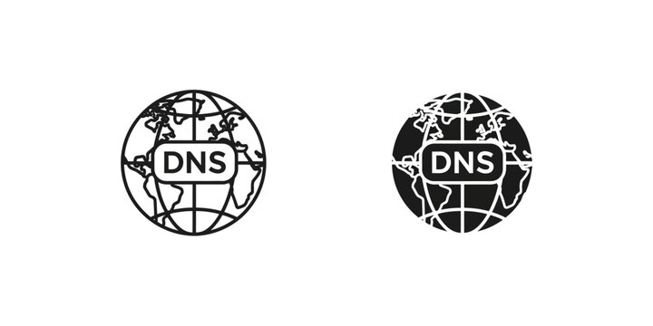 Dns global network icon with internet connectivity technology communication infrastructure webmaster computer