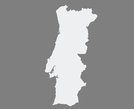 White map outline of Portugal simple vector shape f