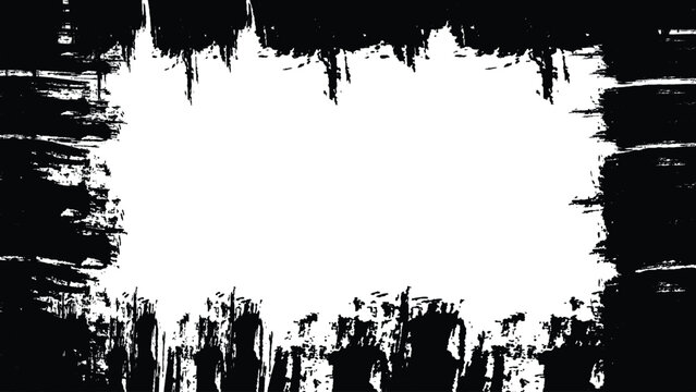 Grunge black ink border vector, distressed paint splatter frame, rough textured brush stroke edge for vintage poster design and urban backgrounds