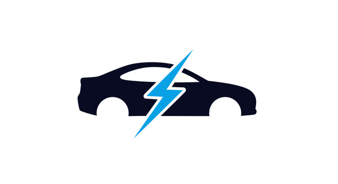 Electric car with lightning bolt symbol.