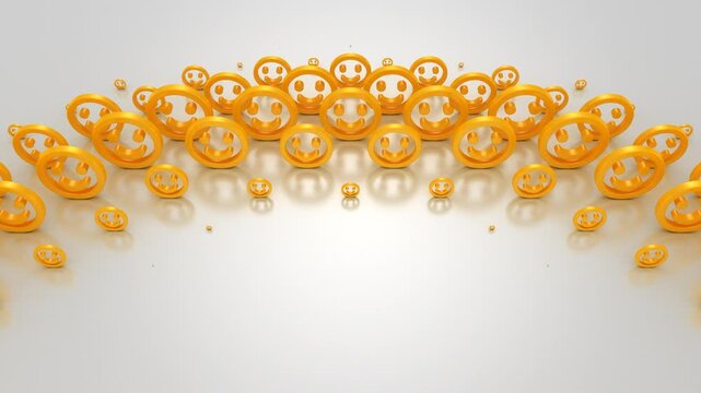 Smiles Form a Wave. Abstract motion, two color, 3d rendering, 4k resolution
