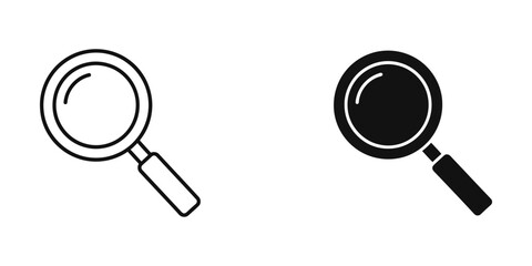Magnifying glass search icon set with magnifying detective research interface minimalist pictogram isolated © Opu Stock