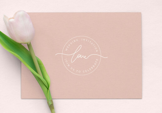 Elegant Wedding Invitation Card Mockup PSD