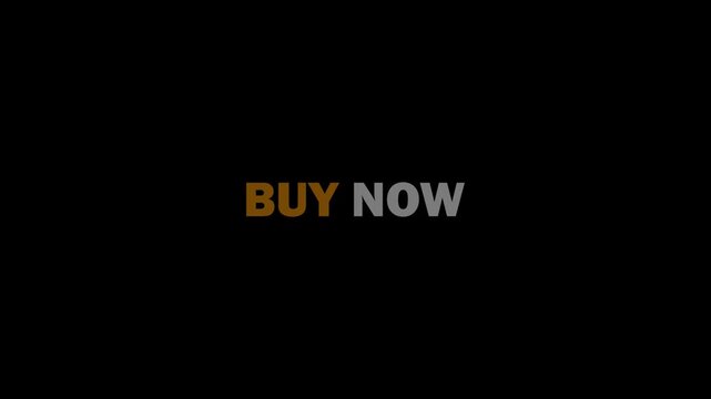 Buy now text animation with exploding particles. concept of call to action, sale and marketing.