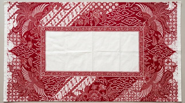 Traditional indonesian batik cloth with floral and bird motifs