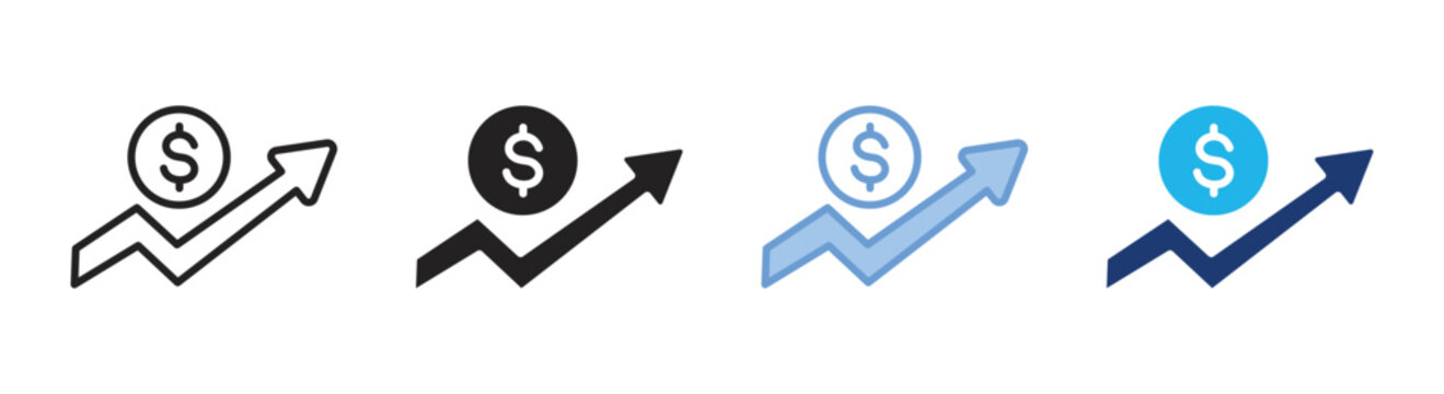 Profit icon set multiple style collection