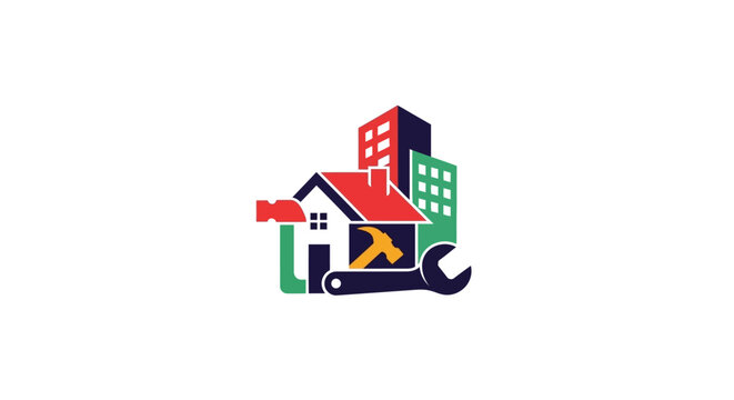 A colorful graphic icon representing home repair and building maintenance services