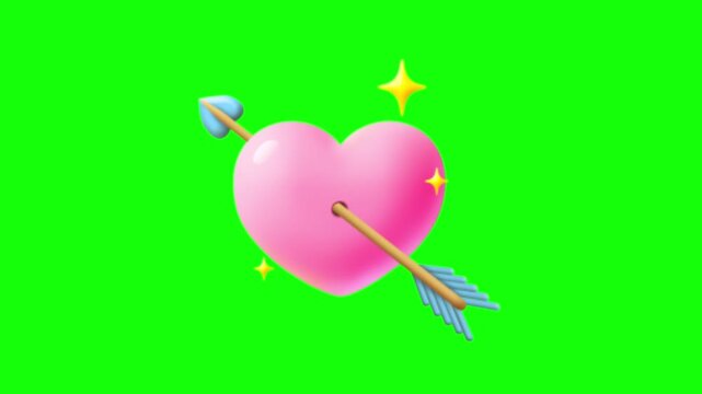 Falling Love Hearts Animation Chroma Key