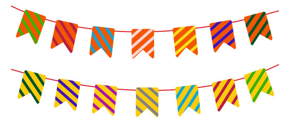 Obraz premium Birthday Bunting Banner Illustrations, Festa Junina Carnival Pennant Flags
