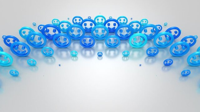 Smiles Form a Wave. Abstract motion, two color, 3d rendering, 4k resolution
