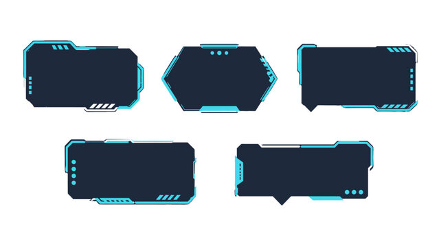 Futuristic sci fi interface callout panels set on white