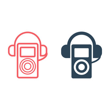 Audio player icons set flat vector template design trendy
