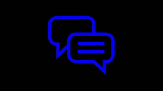 text message animated outline message, speak, illustration, bubble, icon, speech, communication, dialogue, 4k video.