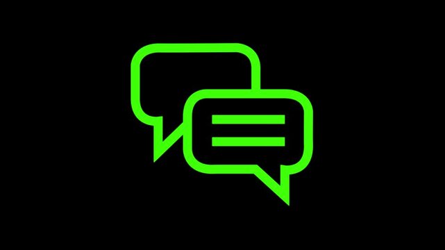 text message animated outline message, speak, illustration, bubble, icon, speech, communication, dialogue, 4k video.