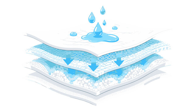 Layered absorbent sheet with water absorption cutaway diagram