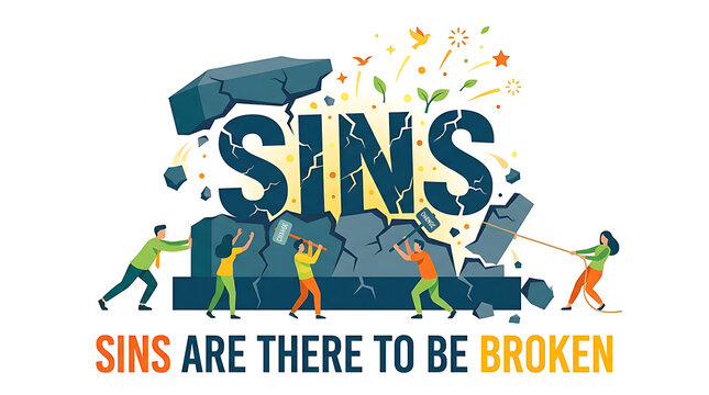 People breaking large stone sins with tools and effort outdoors