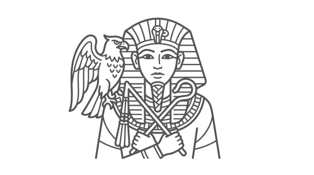 Ancient Egyptian Pharaoh with Falcon.