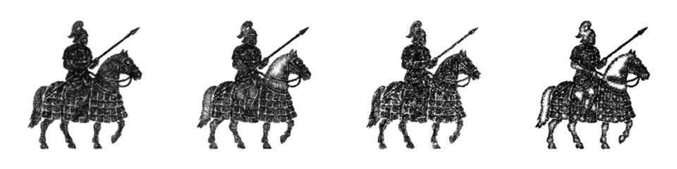 Fototapeta premium Black and white sketch cataphract icon design set