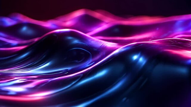 Neon pink  blue liquid waves with glossy ripples abstract digital fluid motion art for backgrounds, prints, and modern designs.