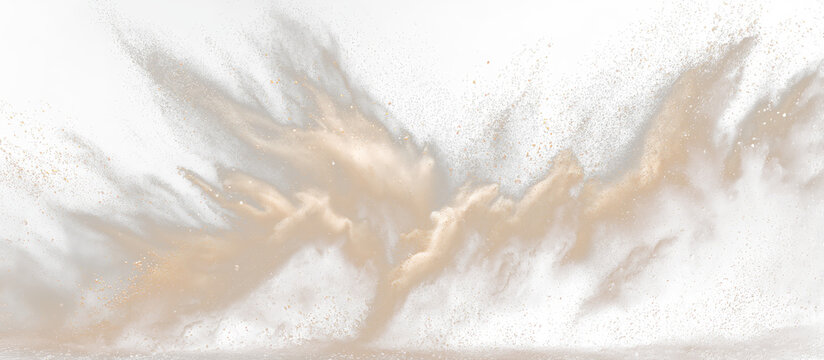 Golden Sand Explosion with Flying Dust Particles PNG