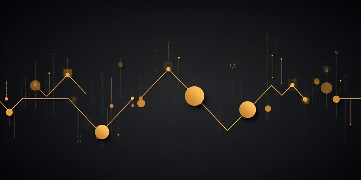 Abstract Gold and Black Data Visualization Graphic with Connecting Lines and Nodes for Financial Technology and Business Analytics