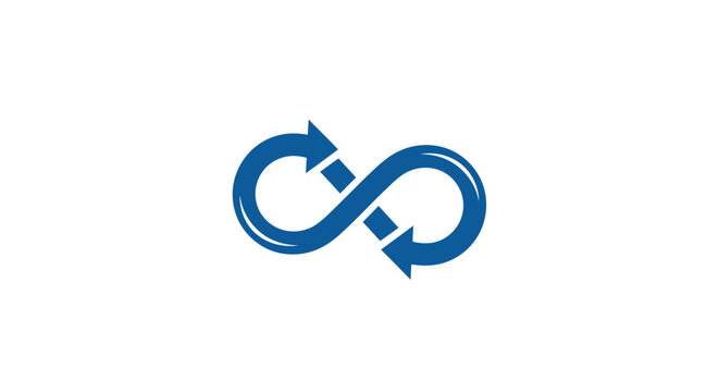 Blue infinity loop with arrows.
