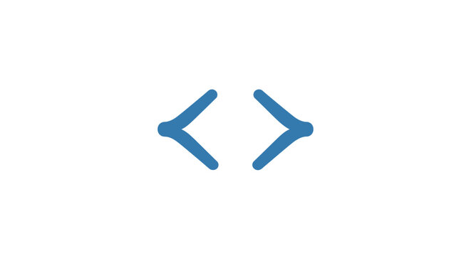 Blue programming brackets symbol.