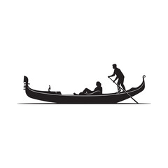 Gondola Silhouette With Passengers On White Background © MstLaila